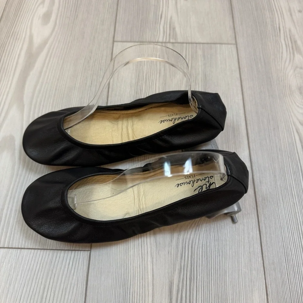 NEW The Storehouse Flats Womens 10 Foldable Leather Ballet Shoes Midnight Black